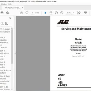 JLG 450AJ Service & Maintenance Manual (3121659) - PDF DOWNLOAD
