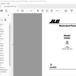 JLG 520AJ PVC 2001 2007 Parts Manual (31215026) - PDF DOWNLOAD
