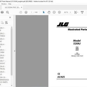 JLG 520AJ PVC 2001 2007 Parts Manual (31215026) -  PDF DOWNLOAD (english)