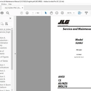 JLG 520AJ PVC 2001 Service & Maintenance Manual (31215025)  - PDF DOWNLOAD (English)