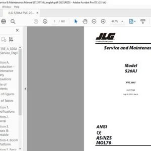 JLG 520AJ PVC 2007 Service & Maintenance Manual (31217155) - PDF DOWNLOAD