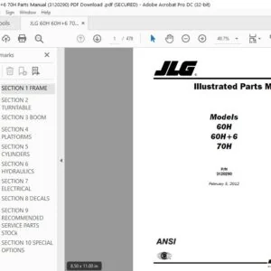 JLG 60H 60H+6 70H Parts Manual (3120290) PDF Download