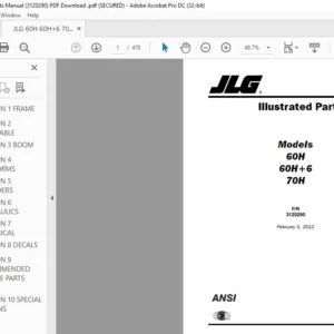 JLG 60H 60H+6 70H Parts Manual (3120290)  - PDF Download