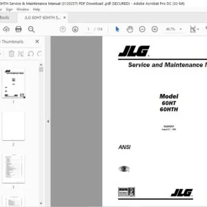 JLG 60HT 60HTH Service & Maintenance Manual (3120257) PDF- Download