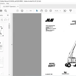 JLG 60HT Operators And Safety Manual (3120256) - PDF DOWNLOAD