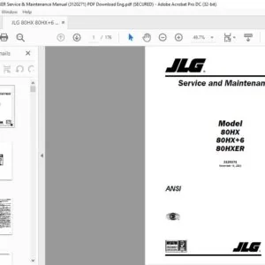 JLG 80HX 80HX+6 80HXER Service & Maintenance Manual (3120271) -  PDF Download (Eng)