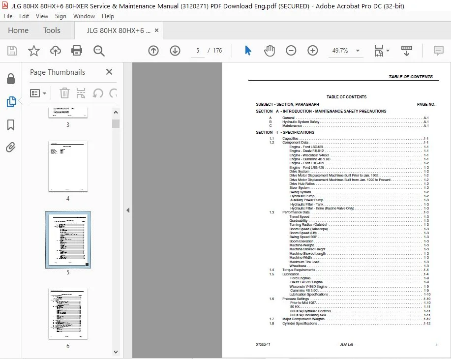 JLG 80HX 80HX+6 80HXER Service & Maintenance Manual (3120271) -PDF Download Eng - Image 3