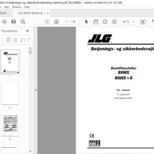 JLG 80HX 80HX+6 Betjenings-og sikkerhedsvejledning - PDF DOWNLOAD(danish)