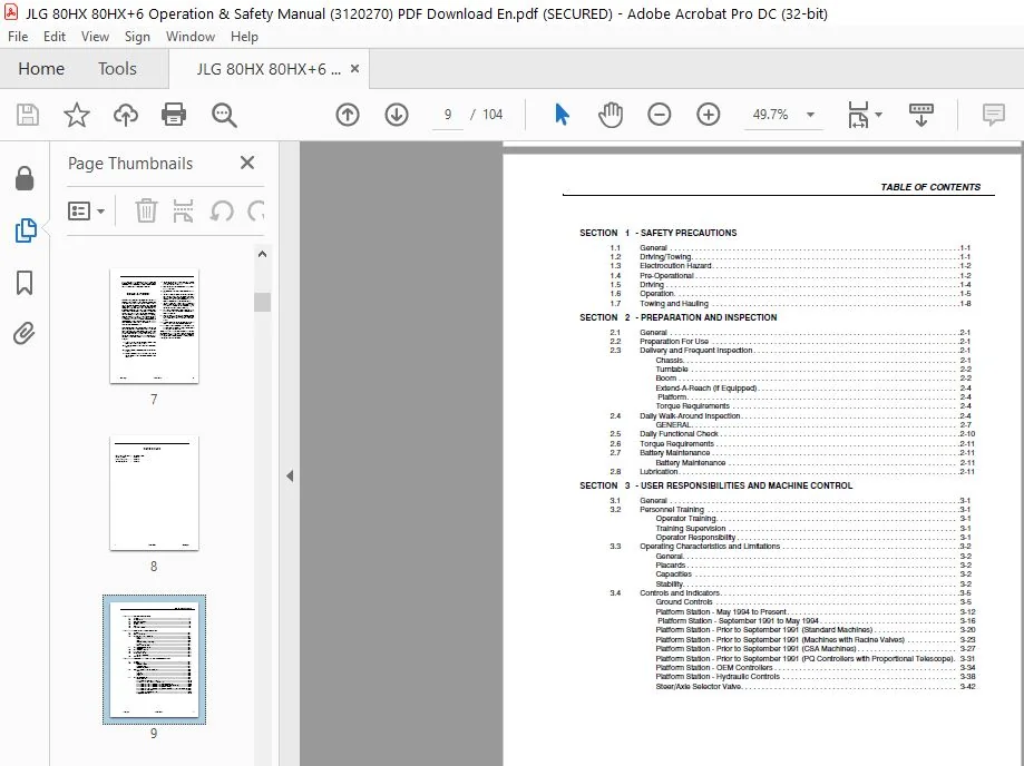 JLG 80HX 80HX+6 Operation & Safety Manual (3120270) - PDF Download En - Image 3