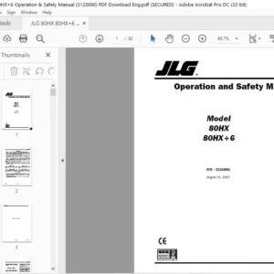 JLG 80HX 80HX+6 Operation & Safety Manual (3120890) - PDF Download Eng