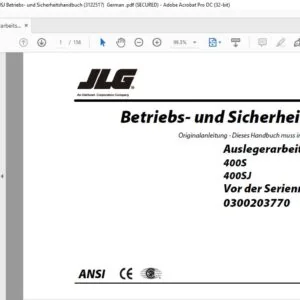 JLG Auslegerarbeitsbuhnenmodelle 400S 400SJ Betriebs- und Sicherheitshandbuch (3122517) - PDF DOWNLOAD (German )