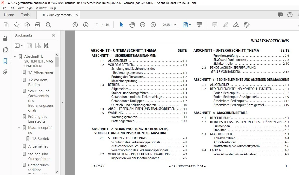 JLG Auslegerarbeitsbuhnenmodelle 400S 400SJ Betriebs- und Sicherheitshandbuch (3122517) - PDF DOWNLOAD (German ) - Image 3