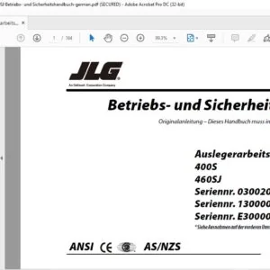 JLG Auslegerarbeitsbühnenmodelle 400S 460SJ Betriebs- und Sicherheitshandbuch - PDF DOWNLOAD (german)