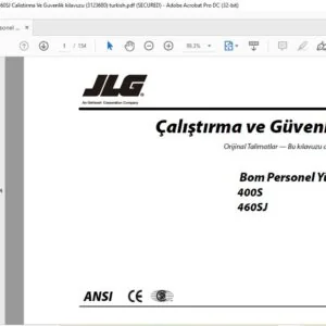 JLG Bom Personel Yukseltici Modelleri 400S 460SJ Calistirma Ve Guvenlik kilavuzu (3123680) - PDF DOWNLOAD  (turkish)