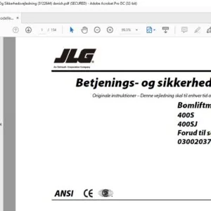 JLG Bomliftmodeller 400S 400SJ Betjenings- Og Sikkerhedsvejledning (3122644) - PDF DOWNLOAD  (danish)