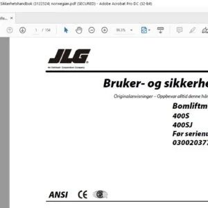 JLG Bomliftmodeller 400S 400SJ Bruker- Og Sikkerhetshandbok (3122524)  - PDF DOWNLOAD (norwegian)
