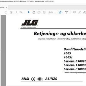 JLG Bomliftmodeller 400S 460SJ Betjenings- og sikkerhedshåndbog (3123872)  - PDF DOWNLOAD (danish)