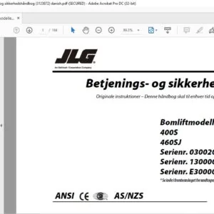 JLG Bomliftmodeller 400S 460SJ Betjenings- og sikkerhedshåndbog (3123872) - PDF DOWNLOAD  (danish)