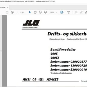 JLG Bomliftmodeller 400S 460SJ Drifts- og sikkerhetshåndbok (3123871)  - PDF DOWNLOAD (norwegian)