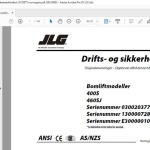 JLG Bomliftmodeller 400S 460SJ Drifts- og sikkerhetshåndbok (3123871)  - PDF DOWNLOAD (norwegian)