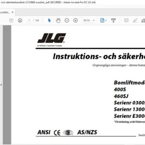 JLG Bomliftmodeller 400S 460SJ Instruktions- och säkerhetshandbok (3123869)  - PDF DOWNLOAD (swedish)