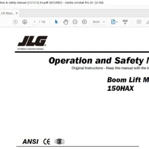 JLG Boom Lift Models 150 HAX Operation & Safety Manual (3121213)  - PDF DOWNLOAD (En)