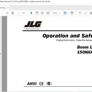 JLG Boom Lift Models 150HAX Operation & Safety Manual (3121213) - PDF DOWNLOAD En