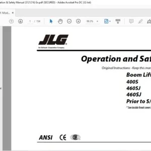 JLG Boom Lift Models 400S 460SJ 460SJ Operation & Safety Manual (3121216) - PDF DOWNLOAD ( En)