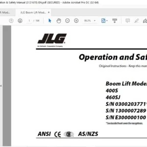 JLG Boom Lift Models 400S 460SJ Operation & Safety Manual (3121670)  - PDF DOWNLOAD EN