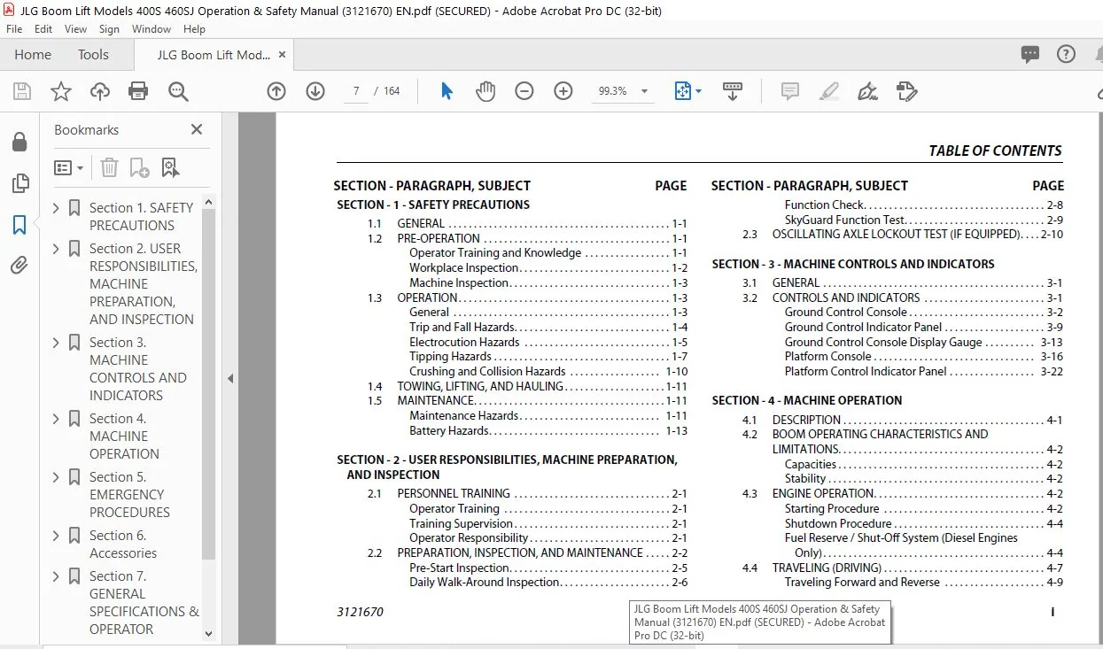 JLG Boom Lift Models 400S 460SJ Operation & Safety Manual (3121670) - PDF DOWNLOAD EN - Image 3