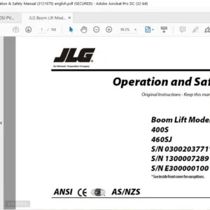 JLG Boom Lift Models 400S 460SJ Operation & Safety Manual (3121670) -PDF DOWNLOAD (english)