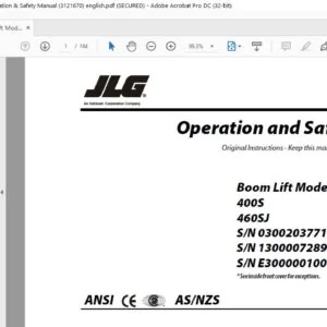 JLG Boom Lift Models 400S 460SJ Operation & Safety Manual (3121670) - PDF DOWNLOAD  english