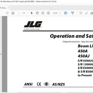 JLG Boom Lift Models 450A 450AJ Operation & Safety Manual (3121658) - PDF DOWNLOAD  English