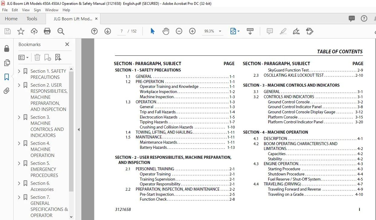 JLG Boom Lift Models 450A 450AJ Operation & Safety Manual (3121658) - PDF DOWNLOAD English - Image 3
