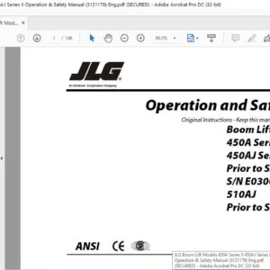 JLG Boom Lift Models 450A Series II 450AJ Series II Operation & Safety Manual (3121179)  - PDF DOWNLOAD  Eng