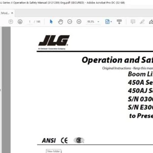 JLG Boom Lift Models 450A Series II 450AJ Series II Operation & Safety Manual (3121289)  - PDF DOWNLOAD Eng
