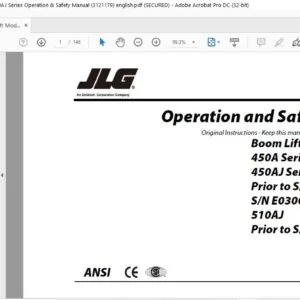 JLG Boom Lift Models 450A Series II 450AJ Series Operation & Safety Manual (3121179) - PDF  DOWNLOAD  (english)