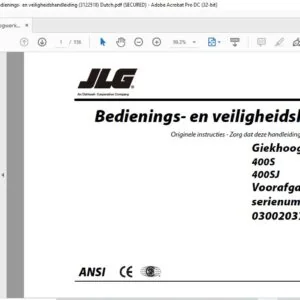 JLG Giekhoogwerkermodellen 400S 400SJ Bedienings- en veiligheidshandleiding (3122518)  - PDF DOWNLOAD (Dutch)