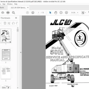 JLG Lift 50H Service & Specifications Manual (3120295) - PDF DOWNLOAD