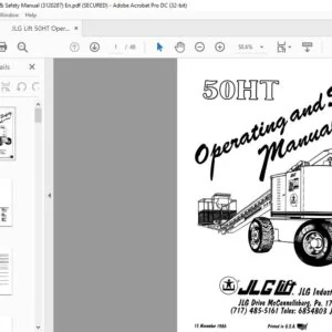 JLG Lift 50HT Operating & Safety Manual (3120287)  - PDF DOWNLOAD