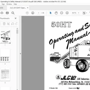 JLG Lift 50HT Operating & Safety Manual (3120287)PDF - DOWNLOAD En