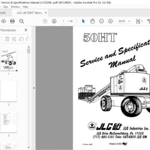 JLG Lift 50HT Service & Specifications Manual (3120288) - PDF DOWNLOAD