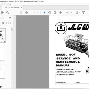 JLG Lift 80F Service & Maintenance Manual (3120107) - PDF DOWNLOAD