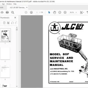 JLG Lift 80F Service & Maintenance Manual (3120107) PDF- DOWNLOAD