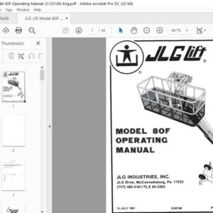 JLG Lift Model 80F Operating Manual (3120106)- PDF DOWNLOAD Eng