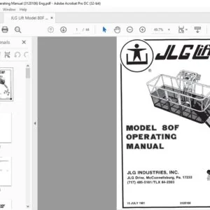 JLG Lift Model 80F Operating Manual (3120106)  - PDF DOWNLOAD  (Eng)