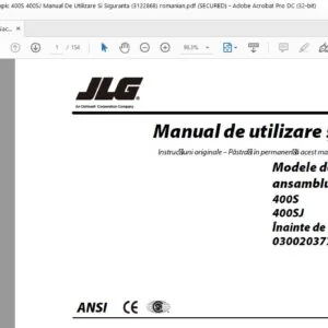 JLG Modele de Nacela Cu Ansamble Telescopic 400S 400SJ Manual De Utilizare Si Siguranta (3122868) - PDF DOWNLOAD ( romanian)