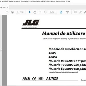 JLG Modele de nacelã cu ansamblu telescopic 400S 460SJ Manual de utilizare și siguranţă (3123874) - PDF DOWNLOAD (romanian)