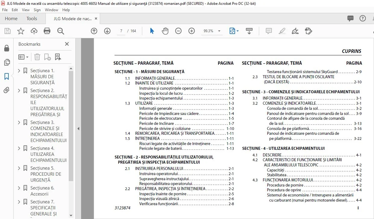 JLG Modele de nacelã cu ansamblu telescopic 400S 460SJ Manual de utilizare și siguranţă (3123874) - PDF DOWNLOAD (romanian) - Image 3