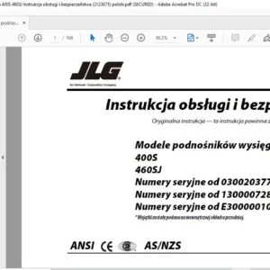 JLG Modele podnoœników wysiêgnikowych 400S 460SJ Instrukcja obstugi i bezpieczeñstwa (3123875) - PDF DOWNLOAD
